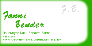 fanni bender business card